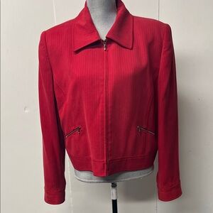 Carlisle brand soft red cropped front zipper jacket.